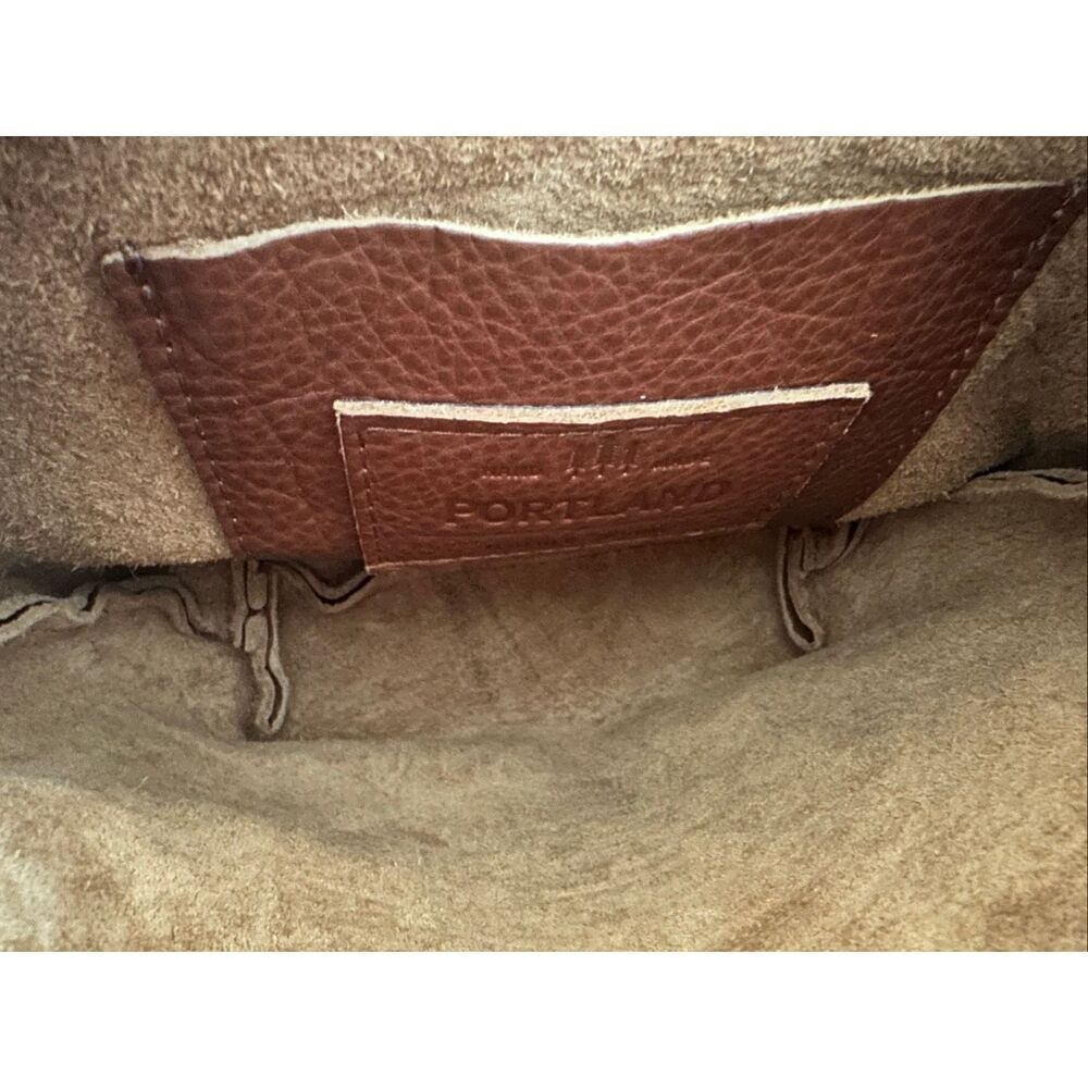 Portland Leather Brown Pebbled Bucket Bag With Tassel - Picture 3 of 4